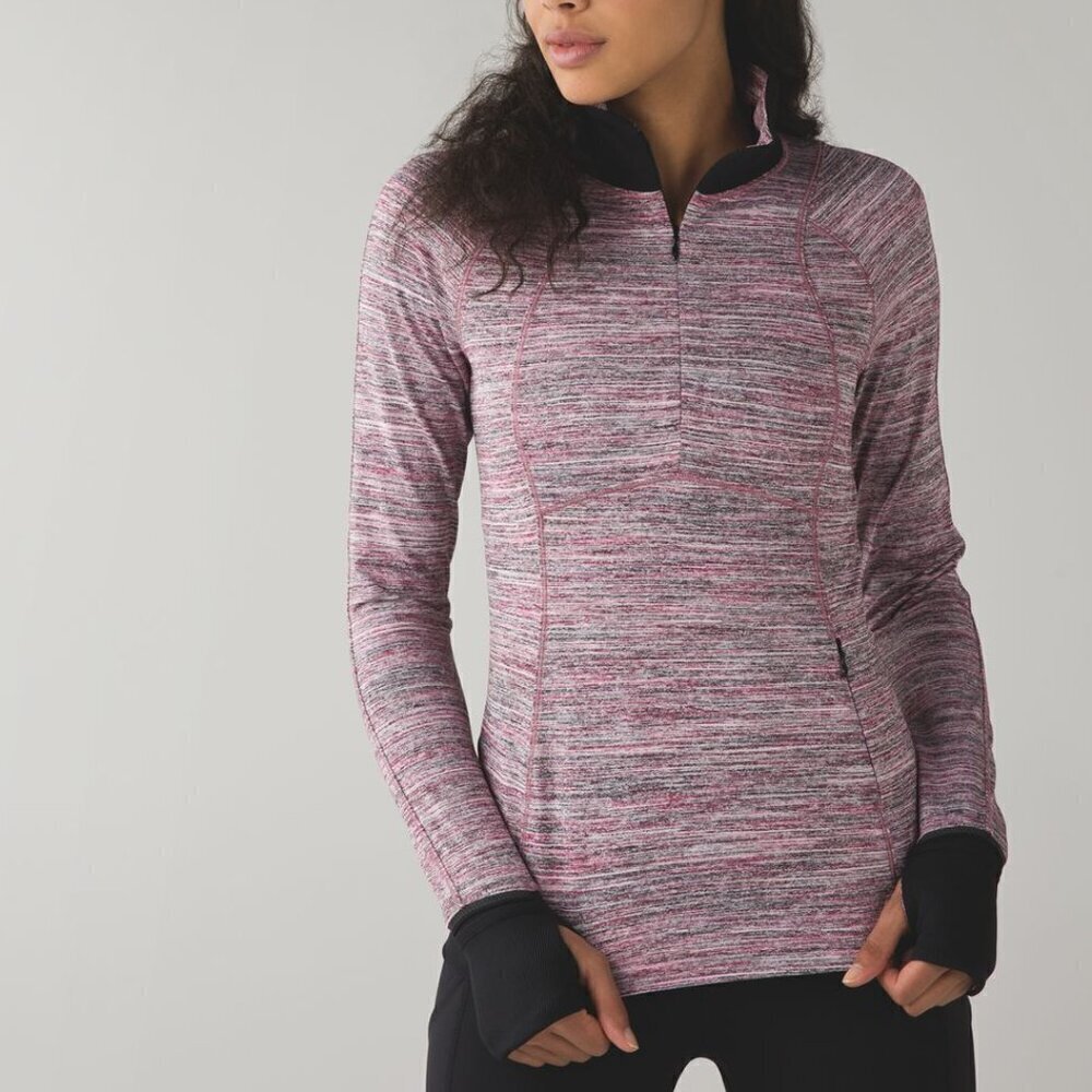 Lululemon Runderful 1/2 Zip - 10 Space Dye Camo Berry Rumble Multi / Black